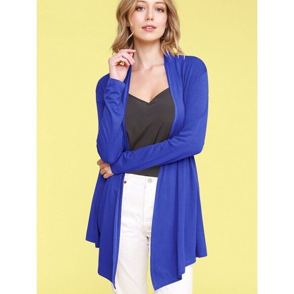 Chico’s Cardigan Size 1 (8) Ultimate Tee Slub Blue NWOT - Picture 1 of 16